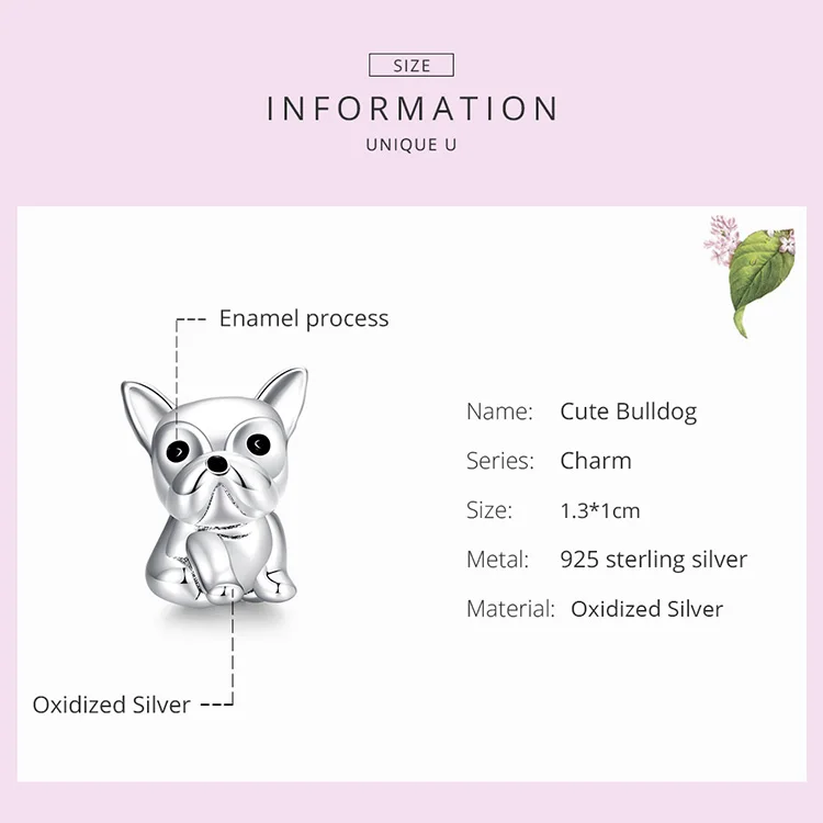 WOSTU-abalorio de plata de ley 925 con forma de Bulldog, abalorio de esmalte Animal, compatible con Pulsera Original, collar, colgante, joyería artesanal, CQC1599 WOSTU-abalorio de plata de ley 925 con forma de Bulldog, abalorio de esmalte Animal, compatible con Pulsera Original, collar, colgante, joyería artesanal, CQC1599