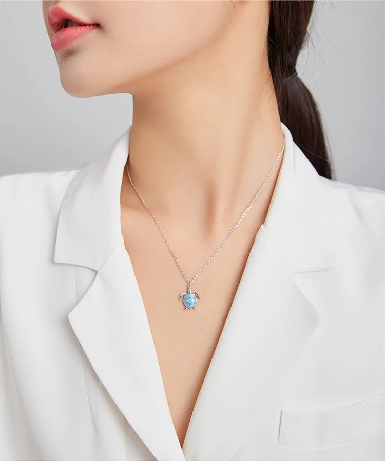 WOSTU-collar de plata de ley 925 con forma de tortuga para mujer, cadena larga de animales bonitos, joyería de moda, CQN446 WOSTU-collar de plata de ley 925 con forma de tortuga para mujer, cadena larga de animales bonitos, joyería de moda, CQN446