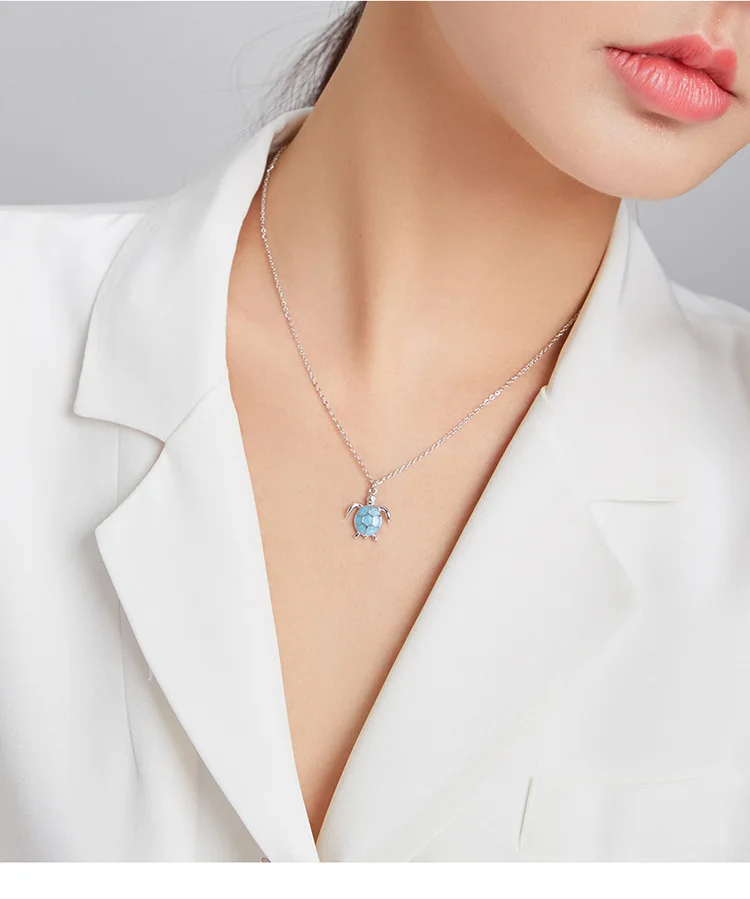 WOSTU-collar de plata de ley 925 con forma de tortuga para mujer, cadena larga de animales bonitos, joyería de moda, CQN446 WOSTU-collar de plata de ley 925 con forma de tortuga para mujer, cadena larga de animales bonitos, joyería de moda, CQN446
