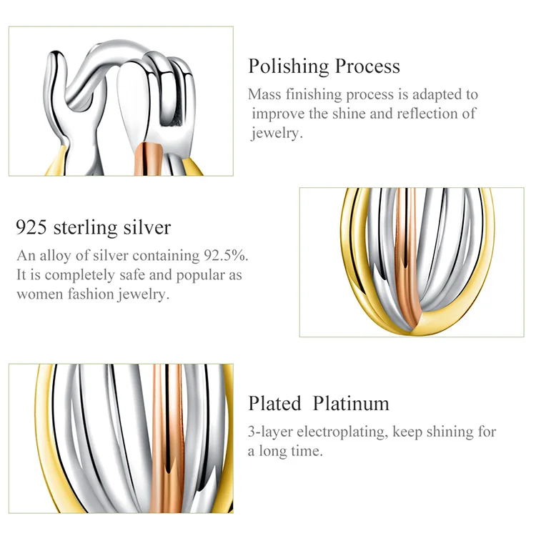 WOSTU, recién llegado, pendientes bicolor de 100% Plata de Ley 925 para mujer, joyería de moda, pendientes nuevos 2019 CQE719 WOSTU, recién llegado, pendientes bicolor de 100% Plata de Ley 925 para mujer, joyería de moda, pendientes nuevos 2019 CQE719