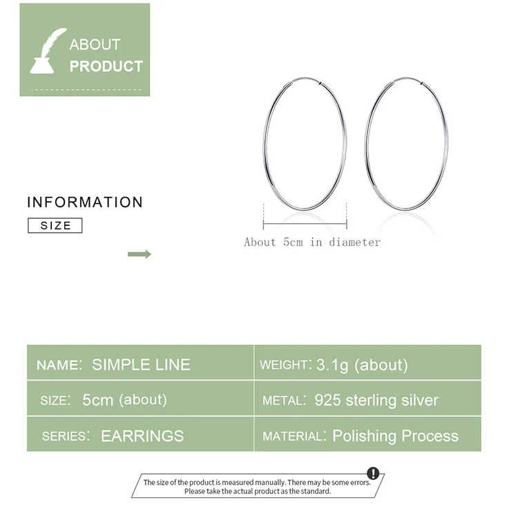 WOSTU 100% Plata de Ley 925 pendientes de aro de círculo grande pendientes redondos simples minimalistas para mujer joyería de fiesta de moda CQE710 WOSTU 100% Plata de Ley 925 pendientes de aro de círculo grande pendientes redondos simples minimalistas para mujer joyería de fiesta de moda CQE710