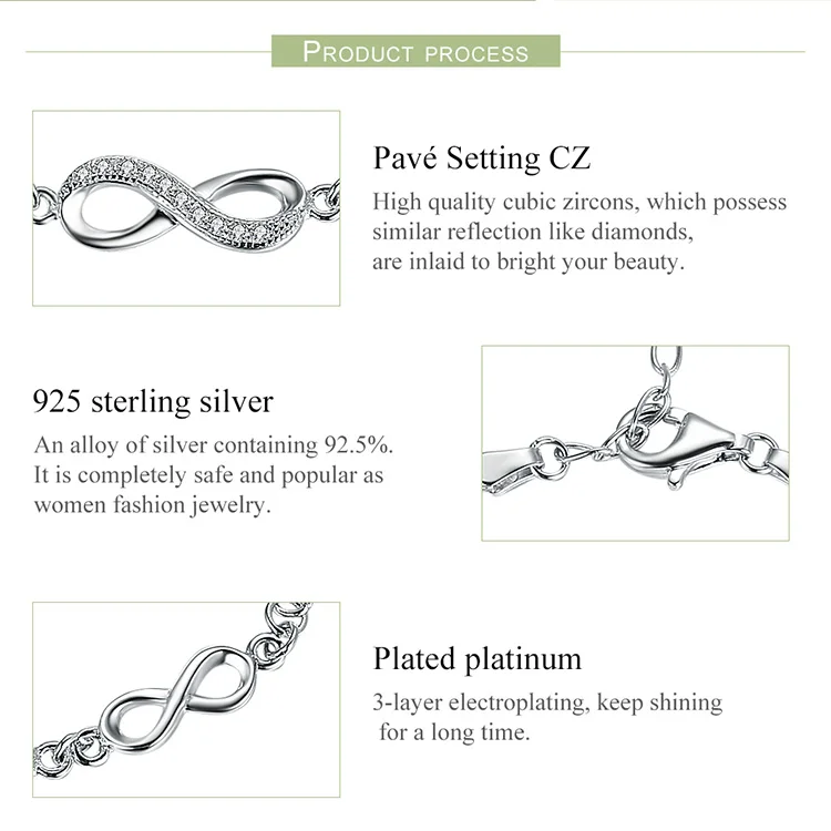 WOSTU-pulsera de plata de ley 925 para mujer, brazalete ajustable con diseño de amor infinito, joyería de lujo, gran oferta, CQB037 WOSTU-pulsera de plata de ley 925 para mujer, brazalete ajustable con diseño de amor infinito, joyería de lujo, gran oferta, CQB037