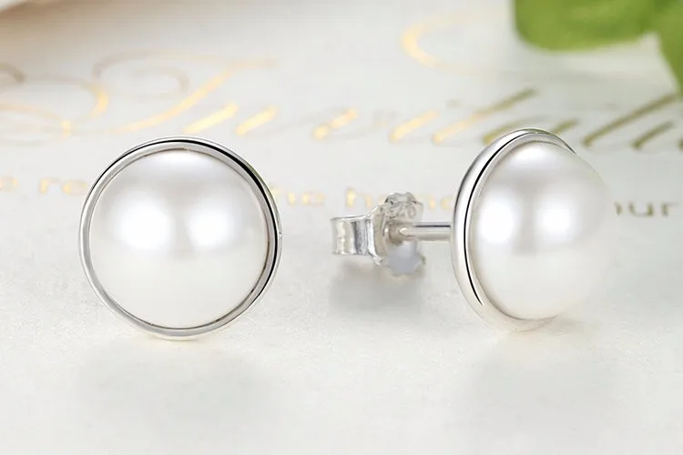 Pendientes de tuerca de Plata de Ley 925 auténtica para mujer, joyería de lujo con perla blanca, regalo elegante S925, XCHS489 Pendientes de tuerca de Plata de Ley 925 auténtica para mujer, joyería de lujo con perla blanca, regalo elegante S925, XCHS489