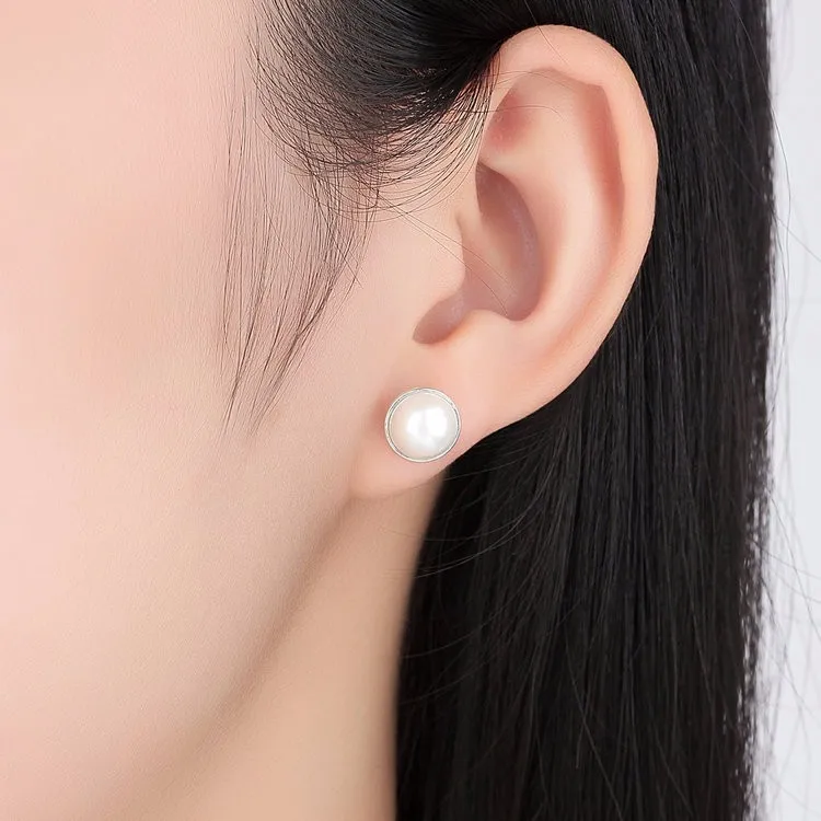 Pendientes de tuerca de Plata de Ley 925 auténtica para mujer, joyería de lujo con perla blanca, regalo elegante S925, XCHS489 Pendientes de tuerca de Plata de Ley 925 auténtica para mujer, joyería de lujo con perla blanca, regalo elegante S925, XCHS489